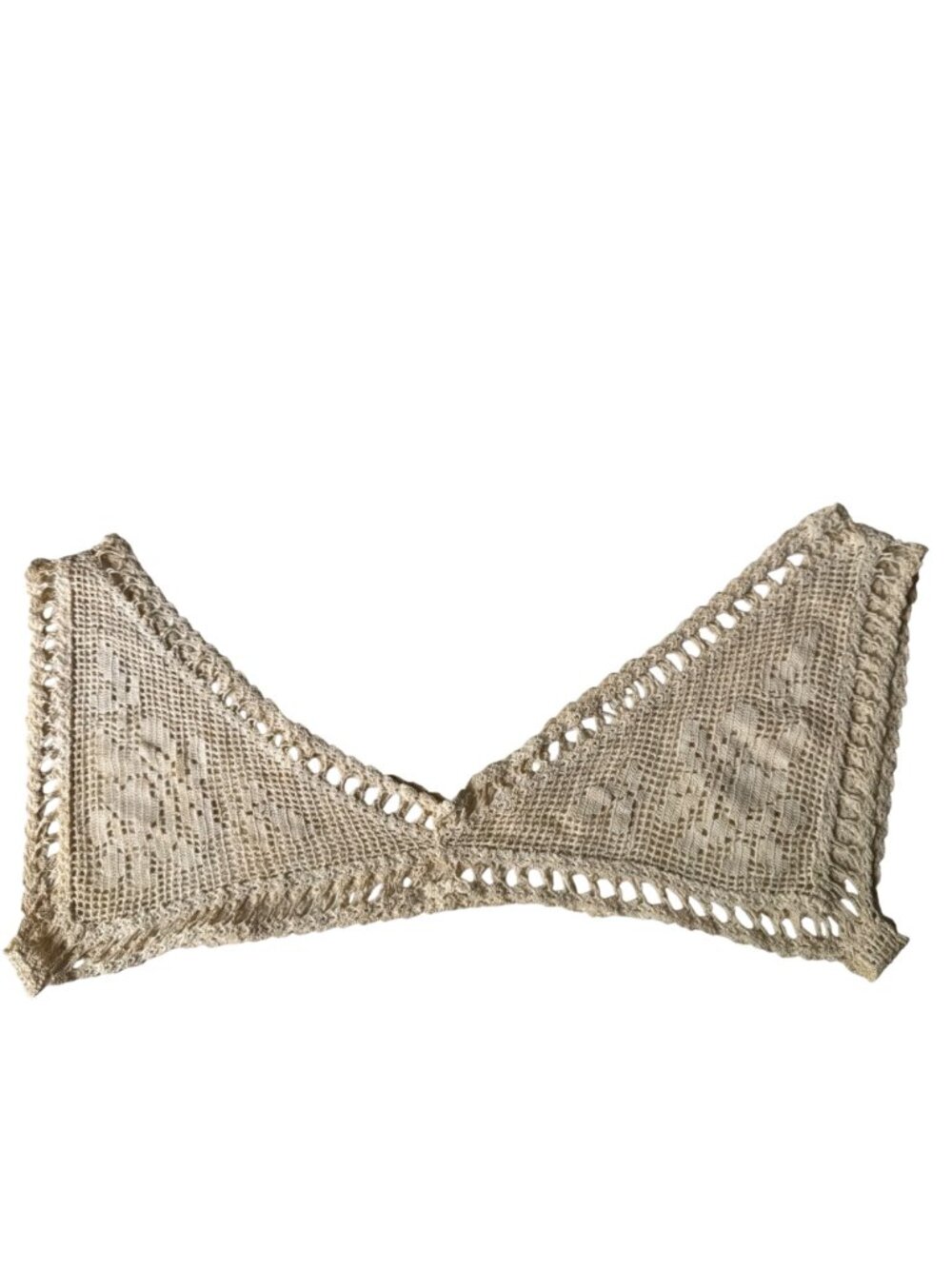 Antique Victorian Edwardian Handmade Womens Crocheted Camisole Lace Yoke Collar - Picture 3 of 14